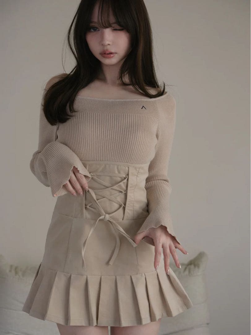 ワンピース ANDMARY High waist velour mini dress