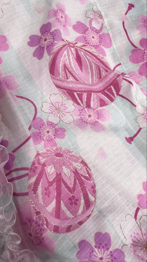 浴衣ドレス 花柄キラキラ 大人用浴衣 ピンク姫ギャル ロリータ 量産型 フリフリ