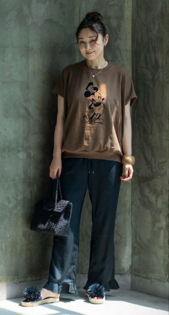 ハグオーワー×アメリカーナ　ミッキーマウス　フレンチスリーブT-sh ブラウン