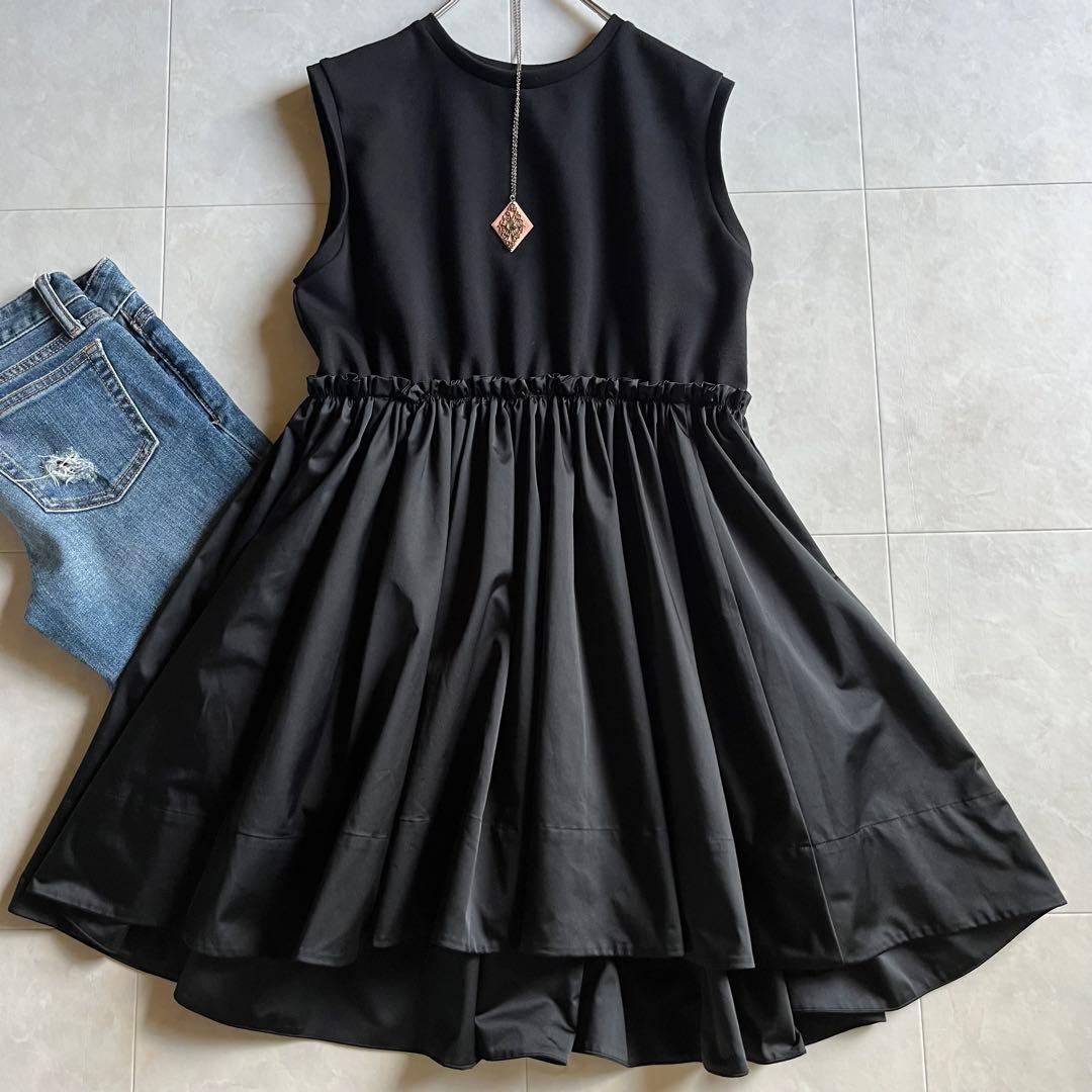 美品✨LE PHIL リモンタナイロンツイルティアードワンピース ブラック F