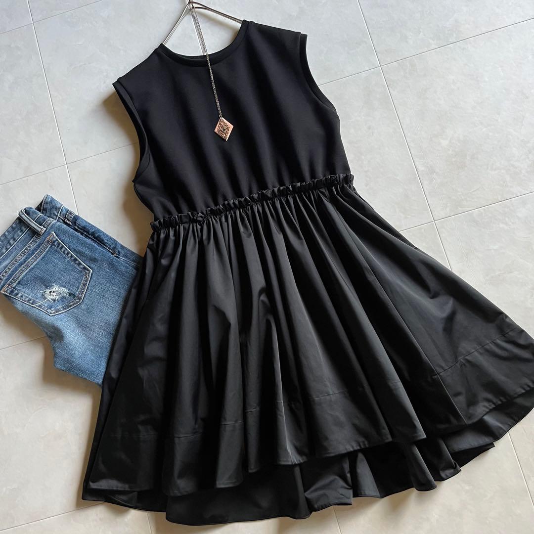 美品✨LE PHIL リモンタナイロンツイルティアードワンピース ブラック F