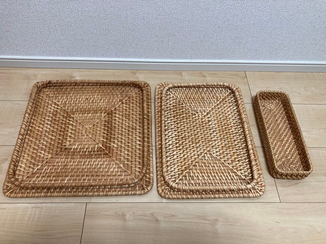 【廃盤品】無印良品　重なるラタンバスケット　シリーズ　ブリ材角型バスケット特大