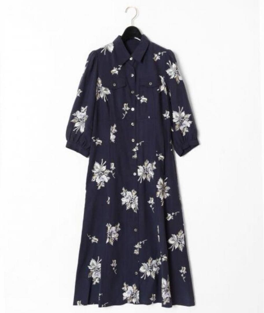 紙タグ付き 20AW♡グレースコンチネンタル フラワー刺繍シャツワンピース 36