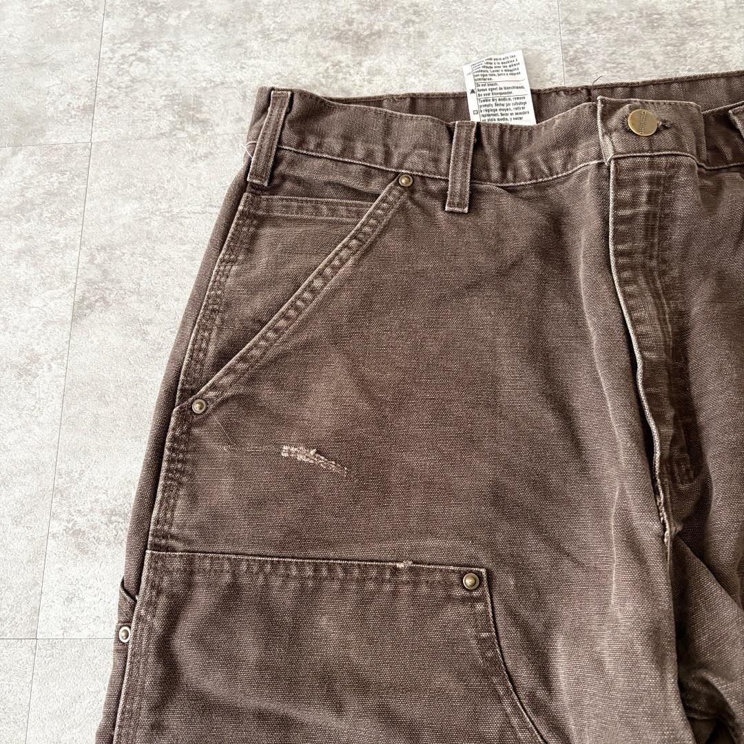 00s メキシコ製USA生地 ダークブラウン ダブルニー カーハート 33×32