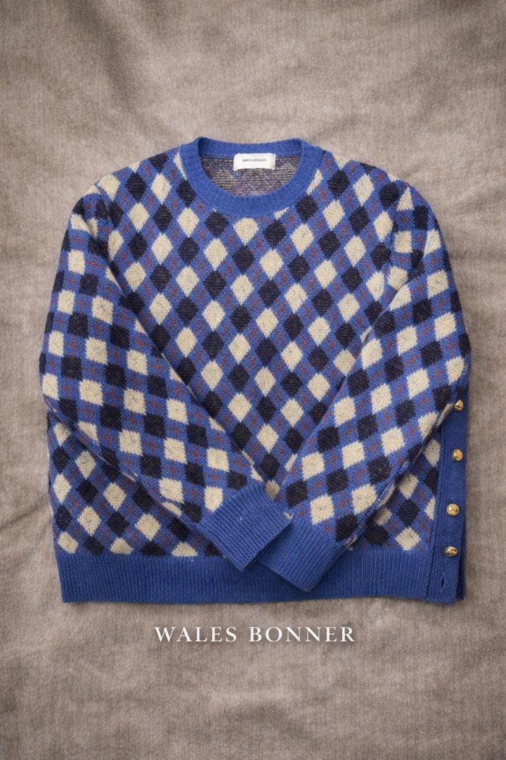 美品　WALES BONNER アーガイル ニット（OURs rose着用）