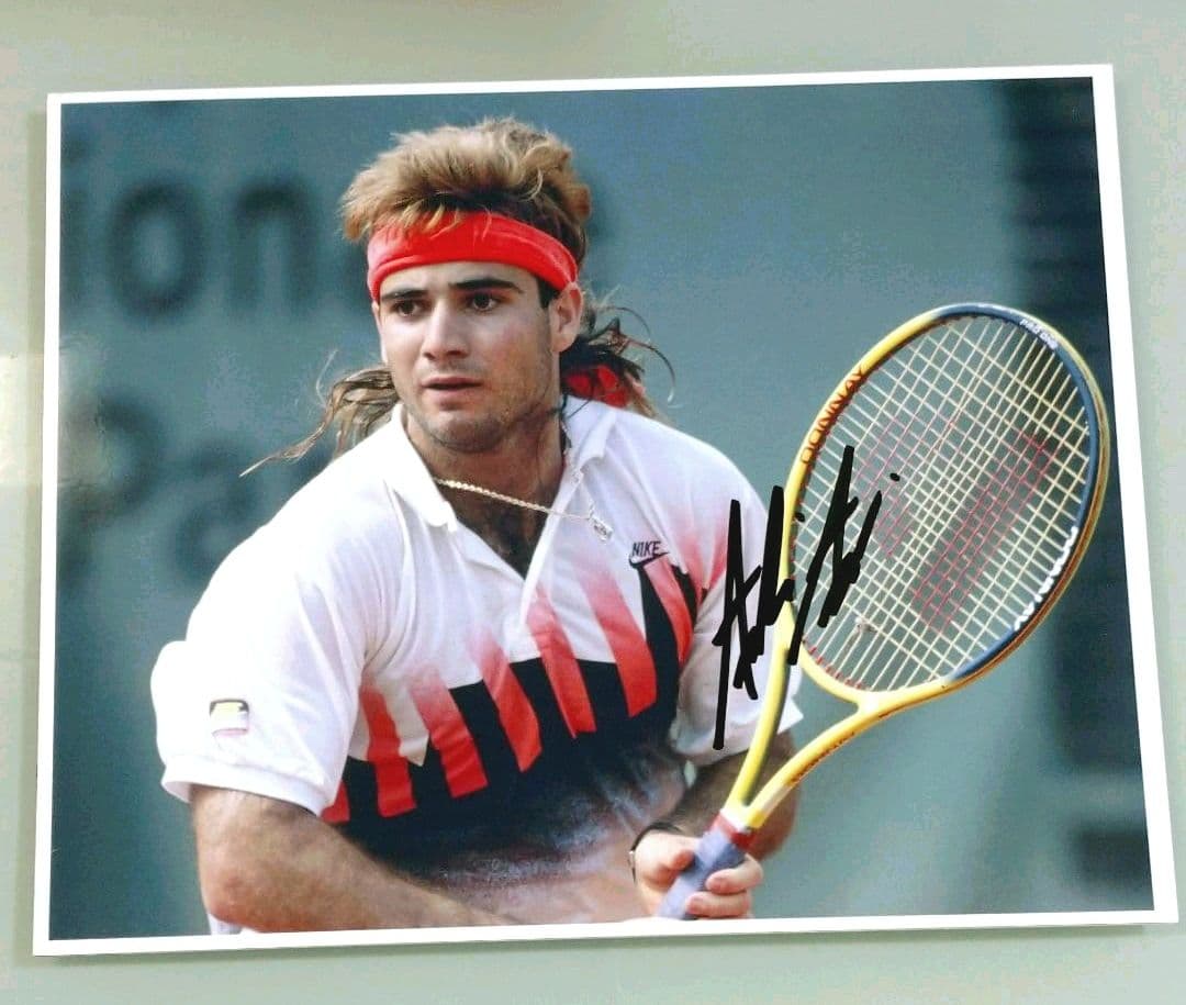 セール…アンドレ・アガシ直筆サイン入り超大型写真…アメリカ・プロテニスプレーヤー