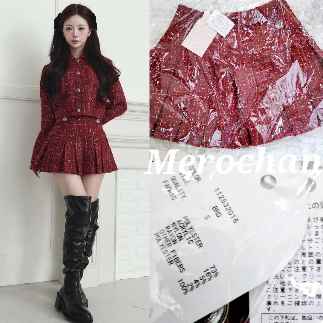 ダーリッチ ツイードチェックプリーツミニスカート 【Sサイズ】RED