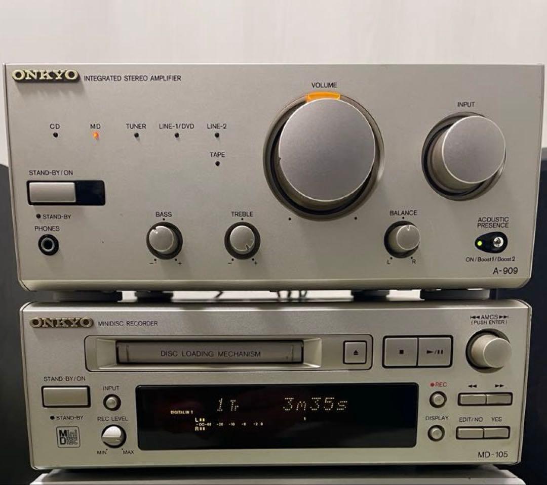 ONKYO A-909　MD-105 ミニコンポ シルバー　即日発送！