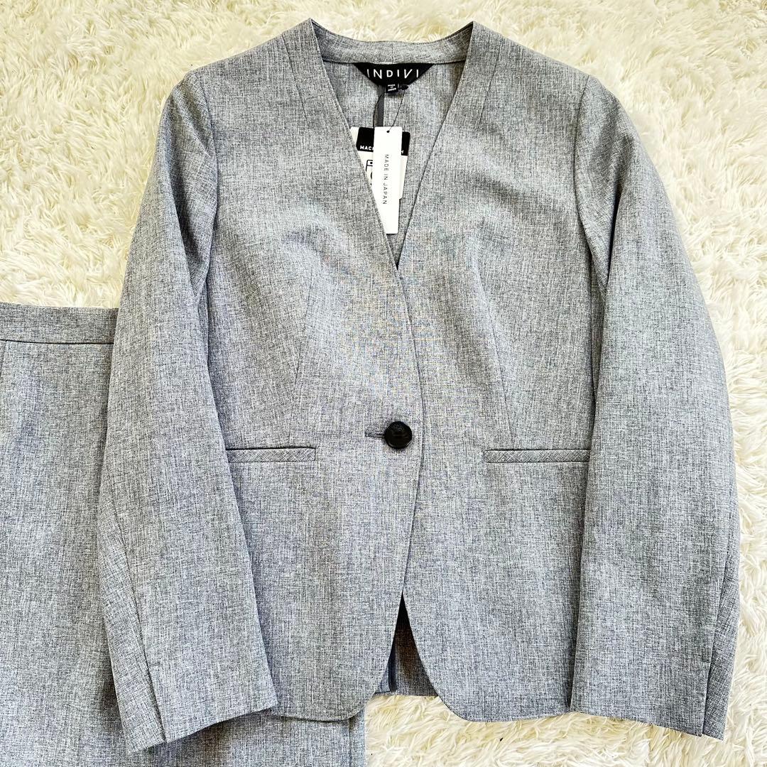 【新品】INDIVI スーツ 接触冷感 紫外線カット ウォッシャブル　グレー