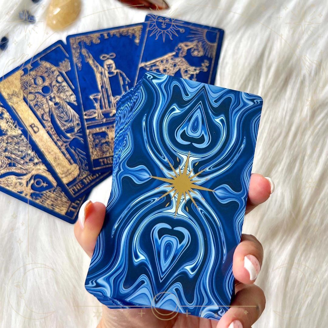 【正規品タロットカード】入手困難希少品✨美麗レア色✨豪華な藍色×ゴールドのデッキ