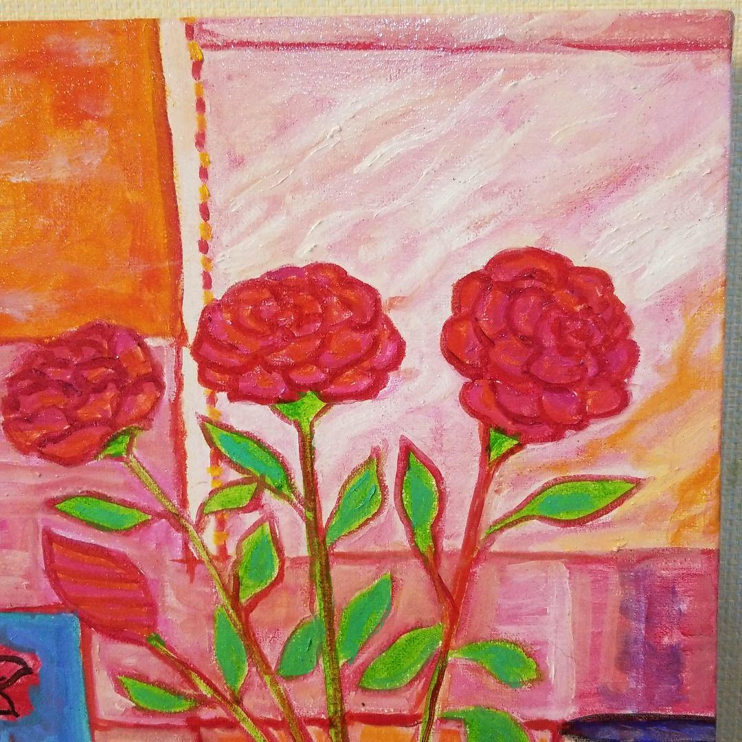 油絵　にゃんこ　にぎやかなテーブル