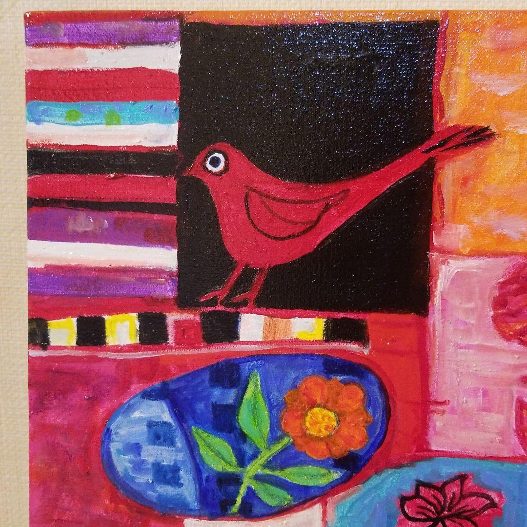 油絵　にゃんこ　にぎやかなテーブル