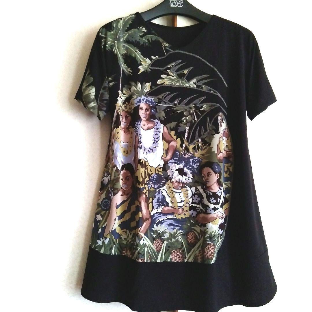 トクコプルミエヴォル 南国プリント 半袖チュニック