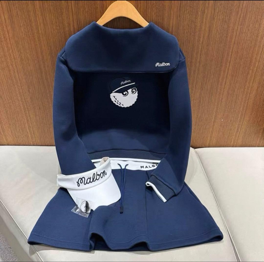 S　ネイビー　マルボンゴルフ MALBON GOLF ウエア
