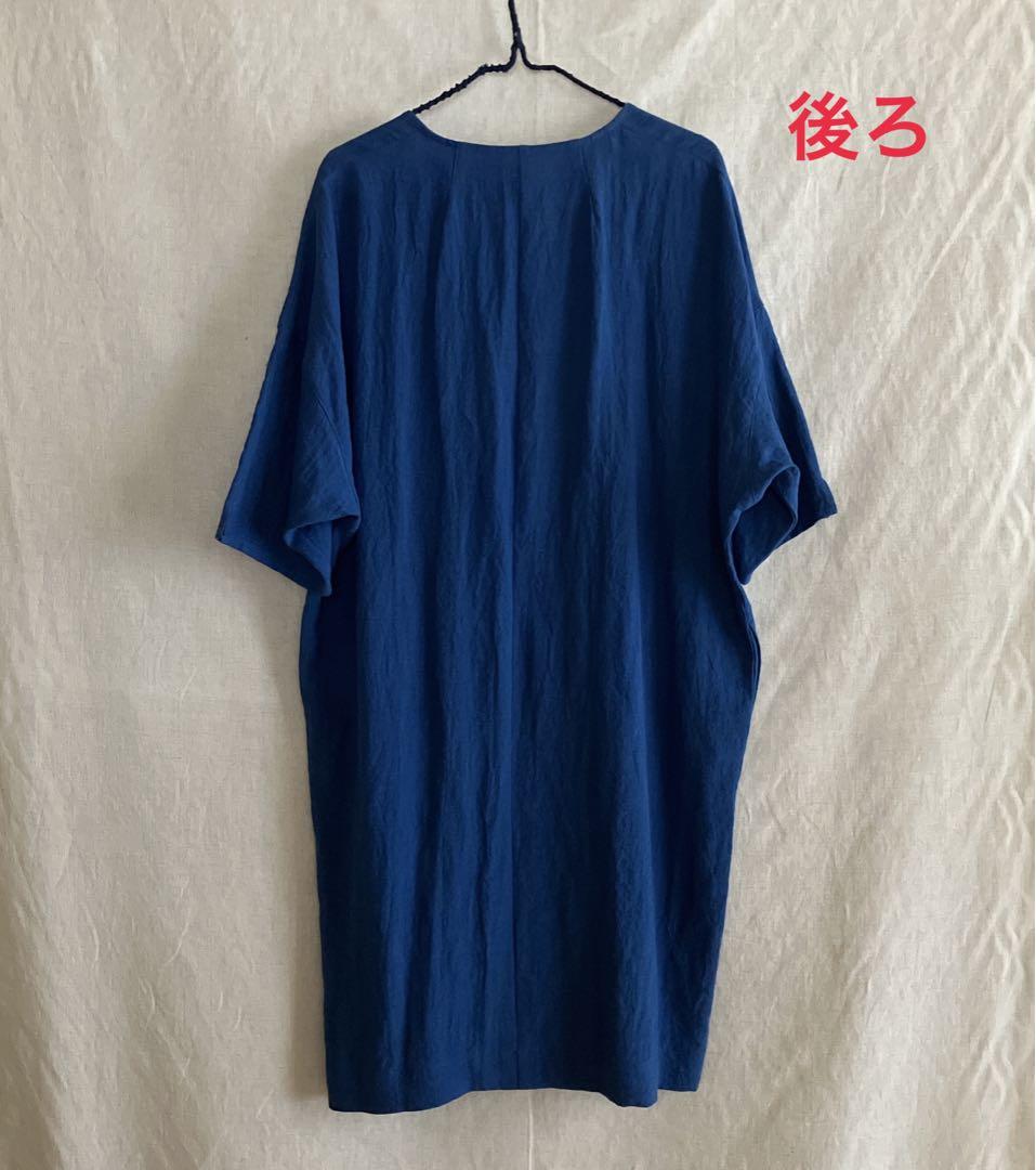 ☆新品未使用☆ 【中川政七商店】麻のチュニックワンピース　M　ブルー　日本製