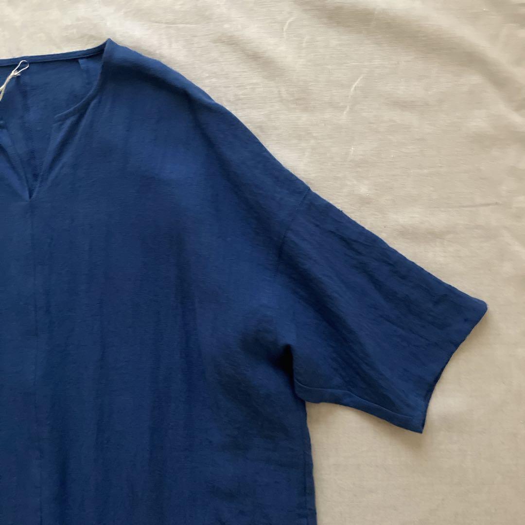 ☆新品未使用☆ 【中川政七商店】麻のチュニックワンピース　M　ブルー　日本製