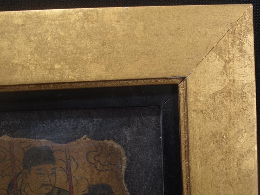 中国唐時代　敦煌莫高窟壁画 彩絵　人物像 発掘品 AK1735A1-5