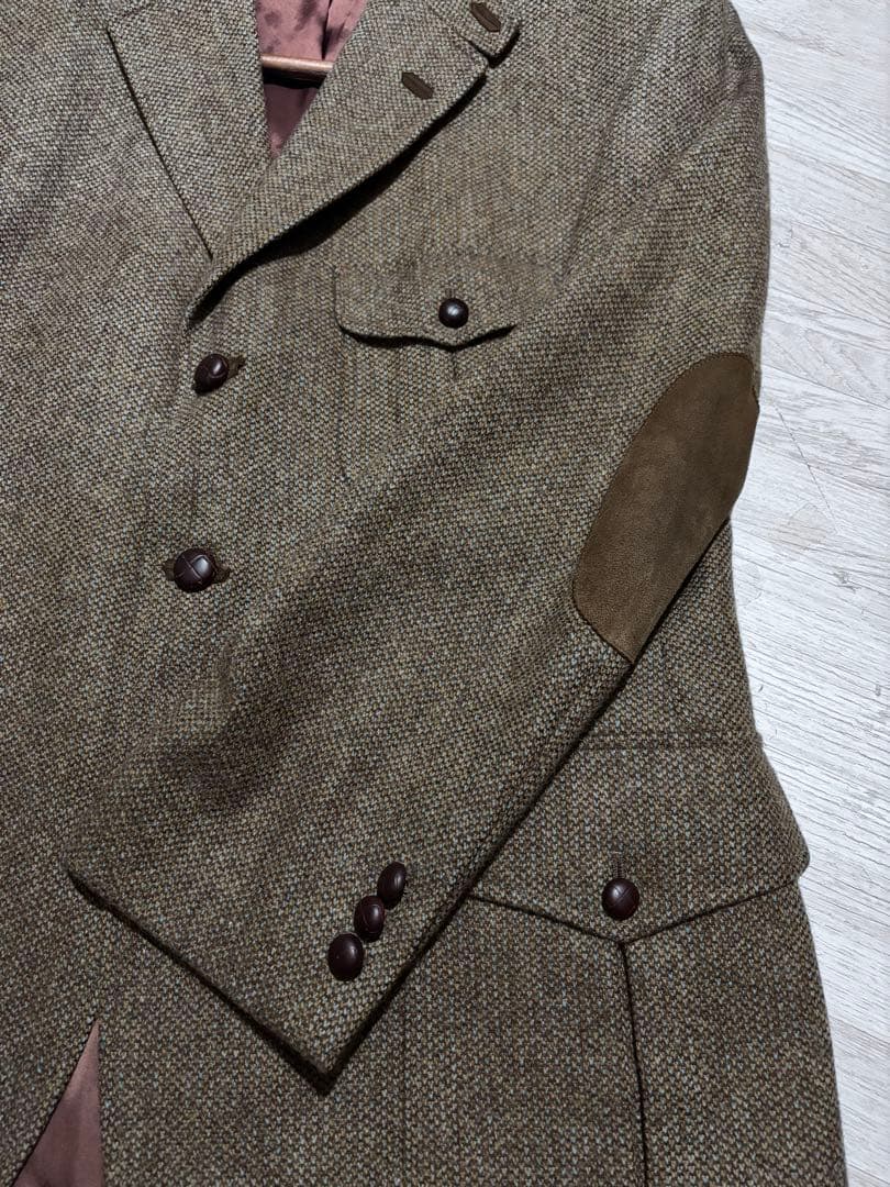DAKS ブラウンツイード ハンティングジャケット　エルボーパッチ