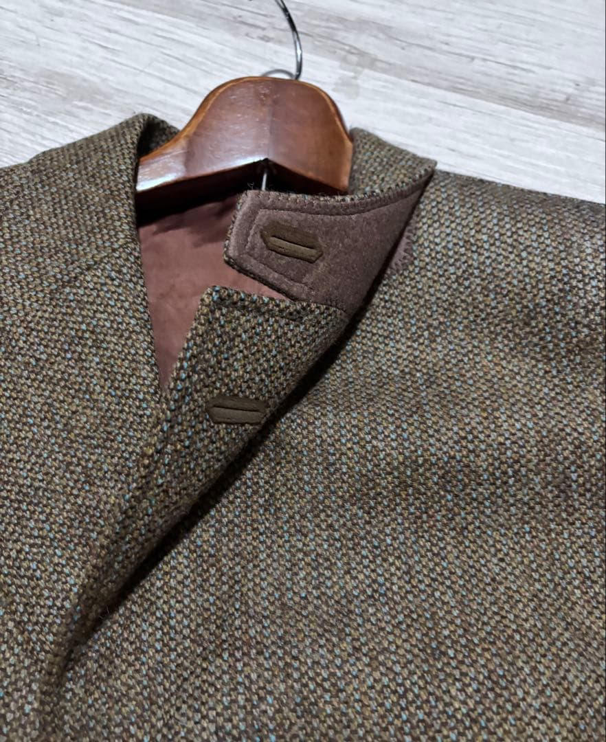DAKS ブラウンツイード ハンティングジャケット　エルボーパッチ