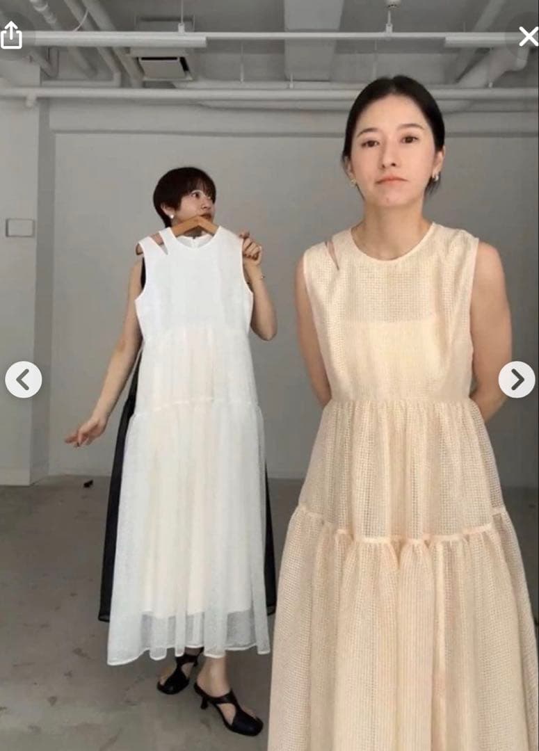 ワンピース CLANE SHEER PLAID FLARE ONEPIECE