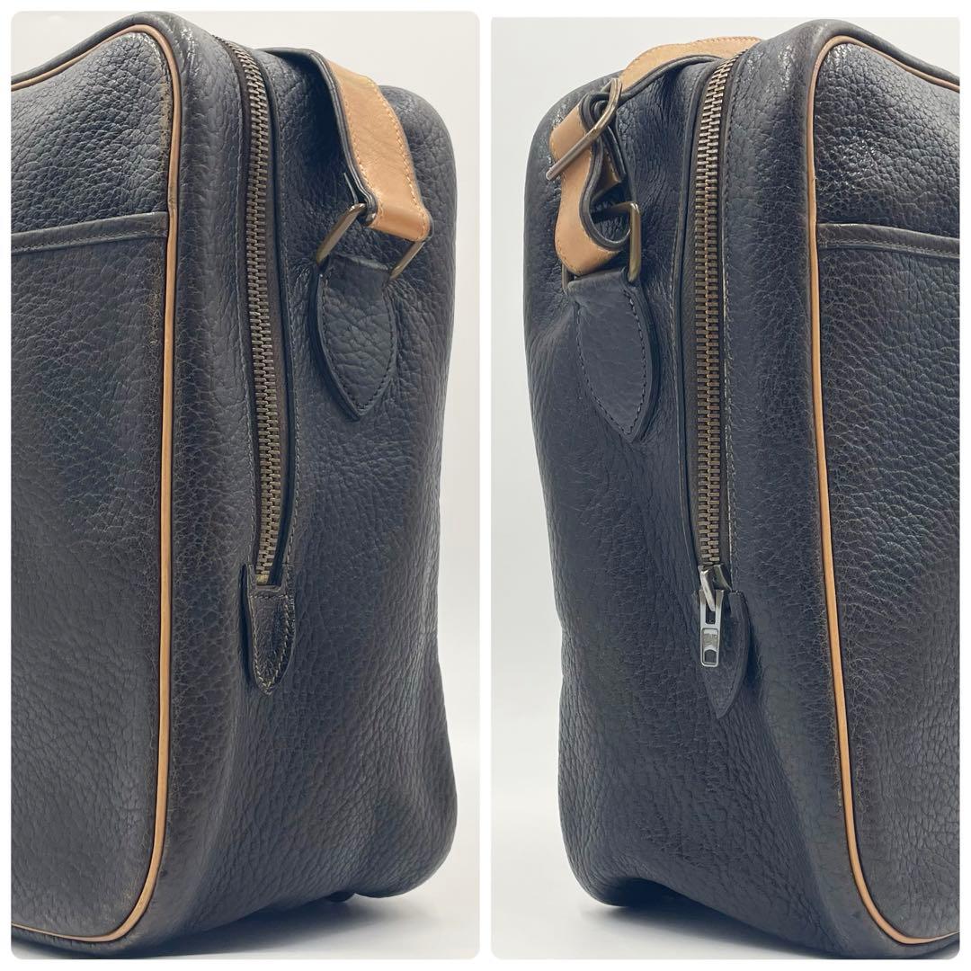 HERMES ヴィクトリア アルデンヌ ショルダーバッグ 〇I刻印 ブラック