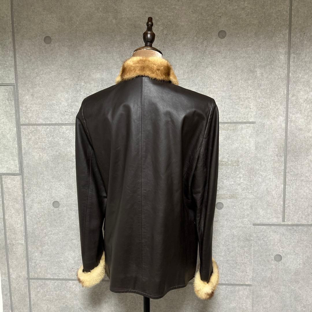 90s BALMAIN バルマン2WAY 羊革　ミンクファー　レザージャケット