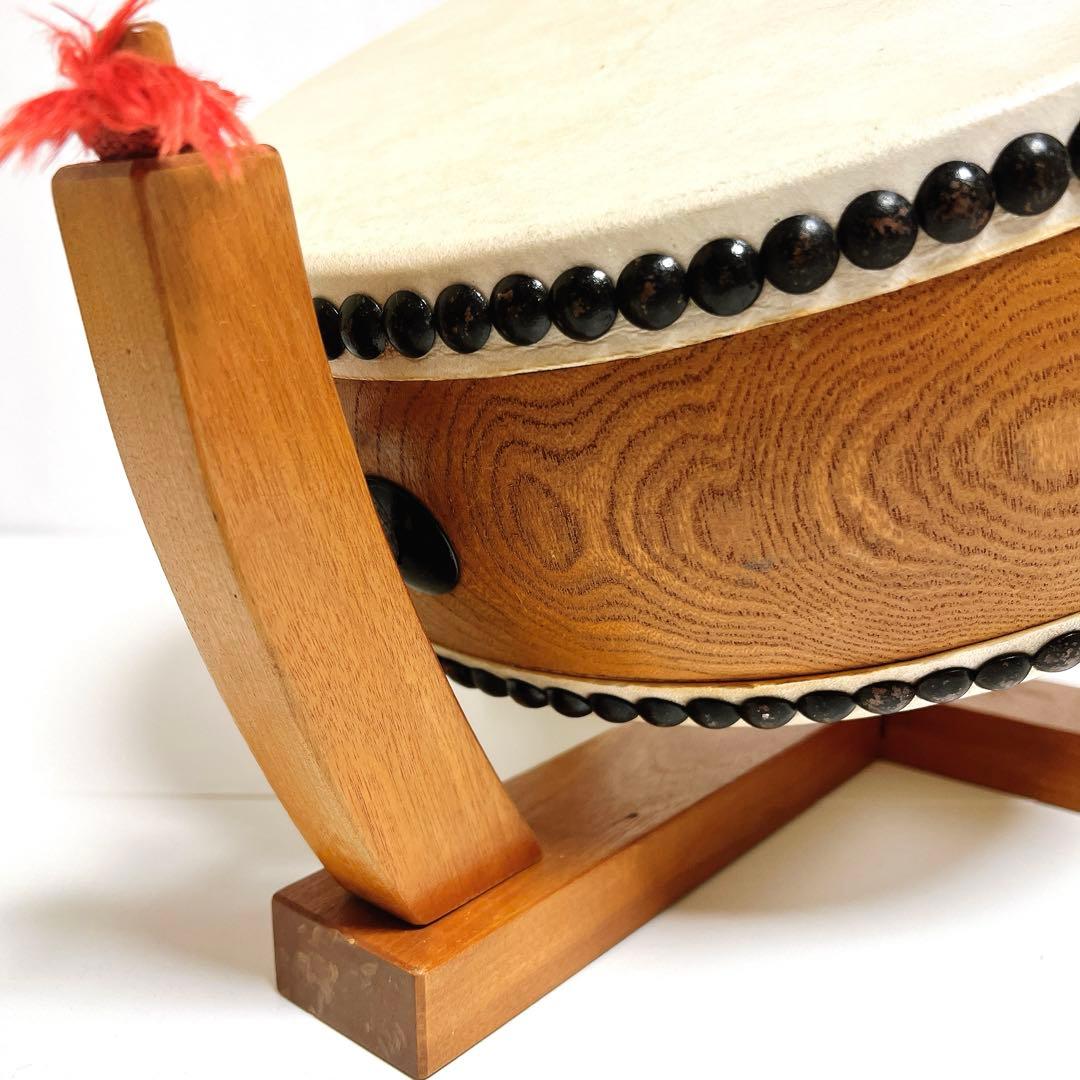 宮本卯之助　和太鼓 和楽器 平太鼓 太鼓台 直径約33cm 高さ約12cm 台座