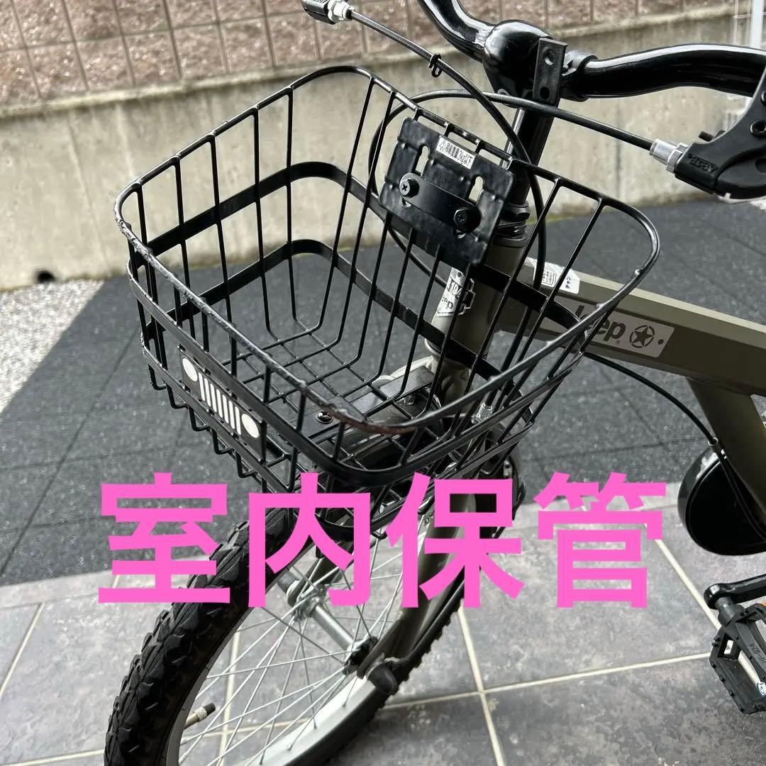 Jeep 子供用自転車 カーキ 前カゴ付き