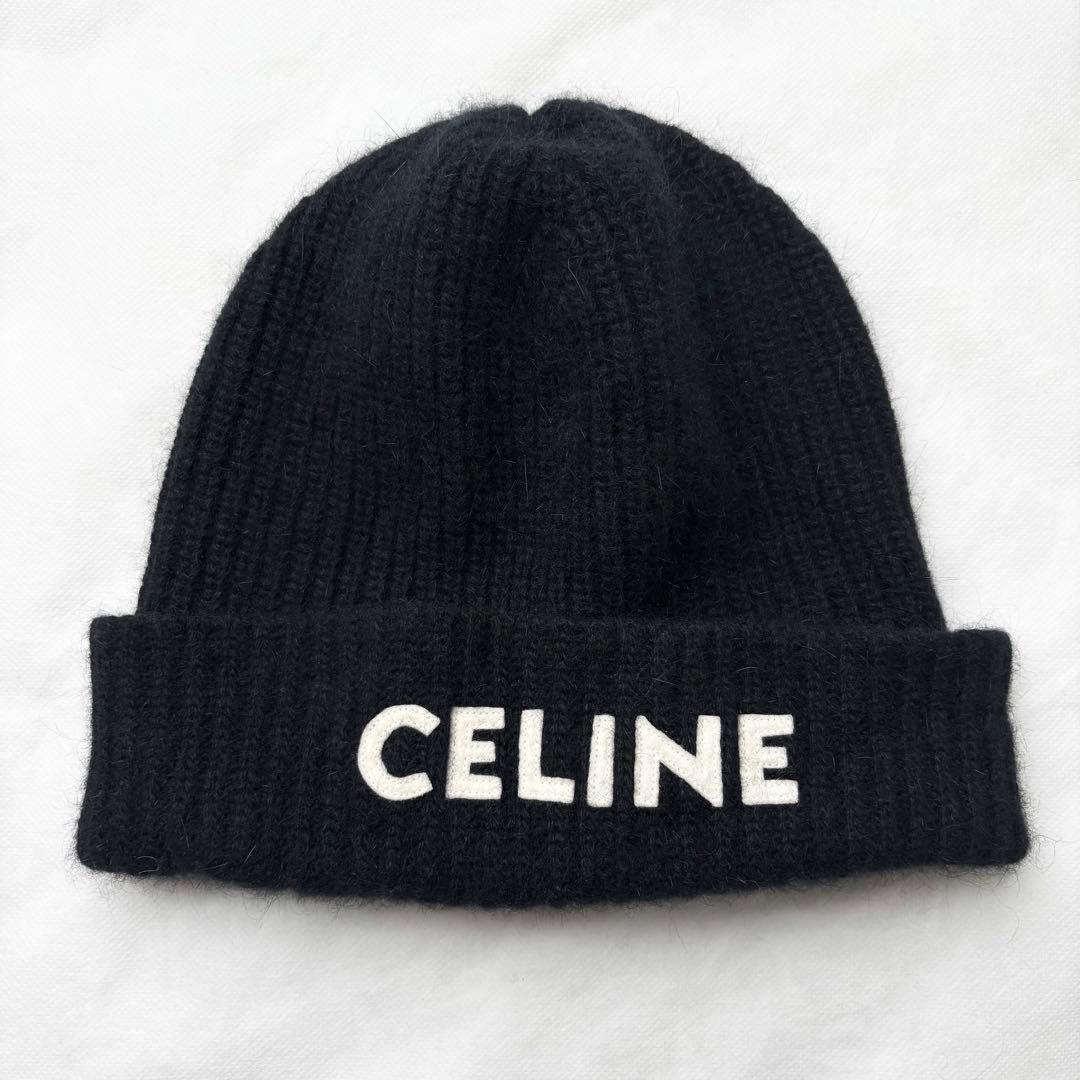 セリーヌ ロゴ ニットキャップ ビーニー ニット帽 アンゴラ混