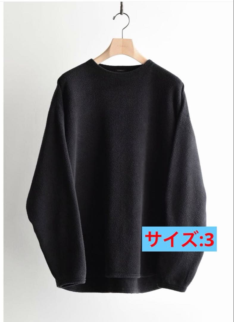COMOLI シルクフリース クルーネック BLACK サイズ3 2025AW