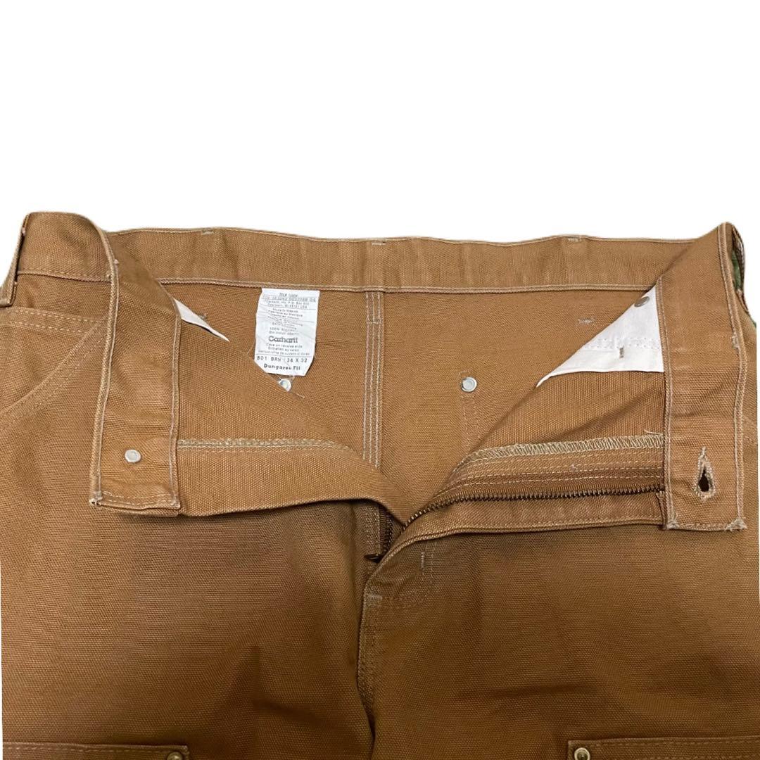 carharttカーハート　ダブルニー　ブラウンダックパンツW34L32