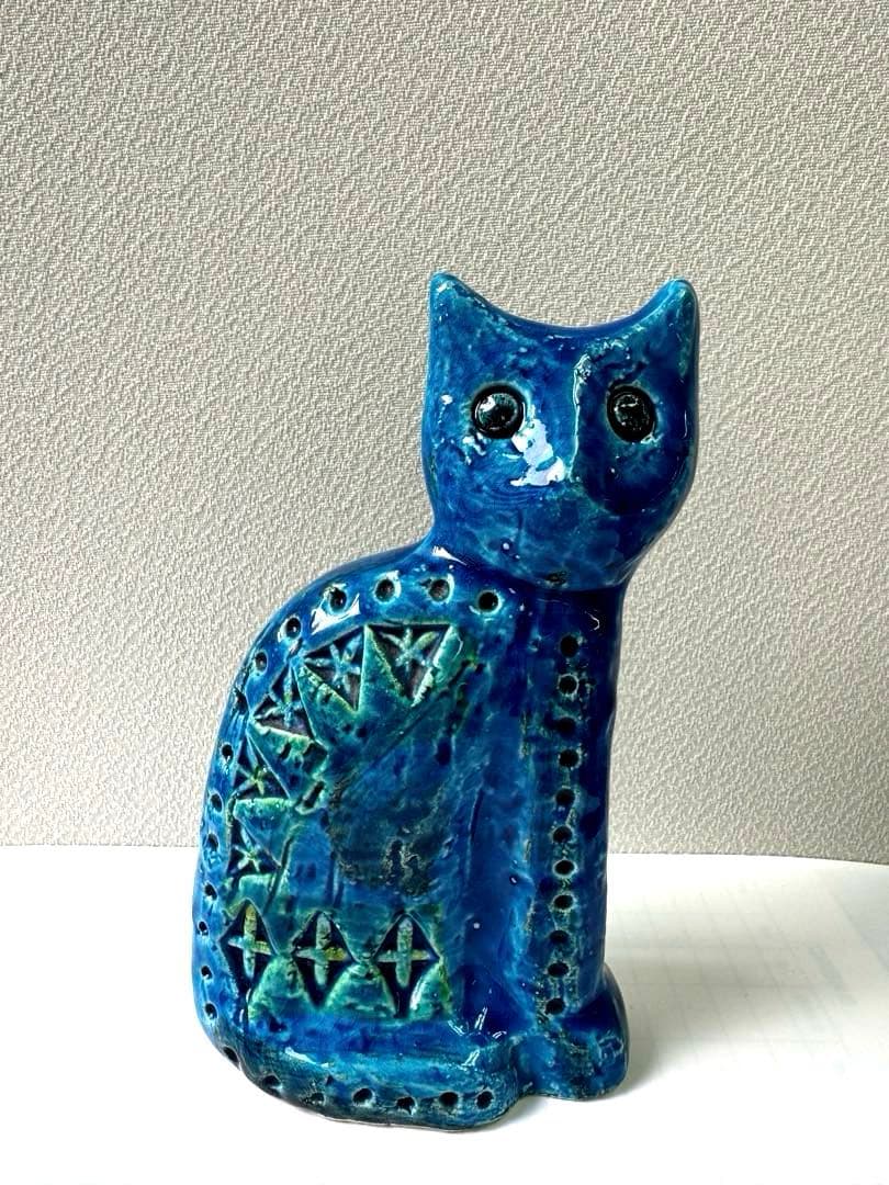 FLAVIA BITOSSI イタリア製 青い猫 オブジェ 陶器 リミニブルー