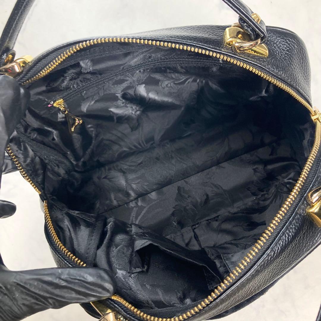 極美品 シンクビー ハンドバッグ ビーズ 花 ベロア 黒 レザー