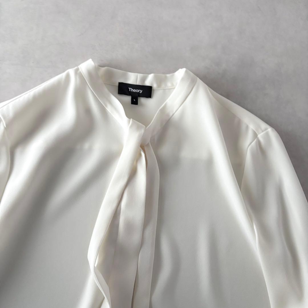 極美品　セオリー　長袖　ジョーゼット　タイブラウス　白