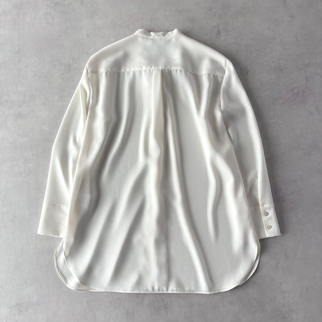 極美品　セオリー　長袖　ジョーゼット　タイブラウス　白