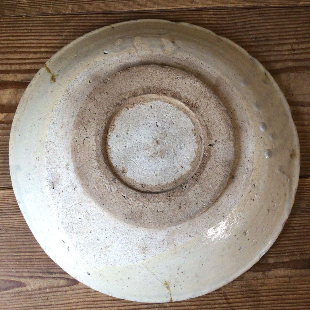 No4146 瀬戸焼き　鉄釉　馬の目皿　直径27.5cm 古瀬戸　石皿　送料無料