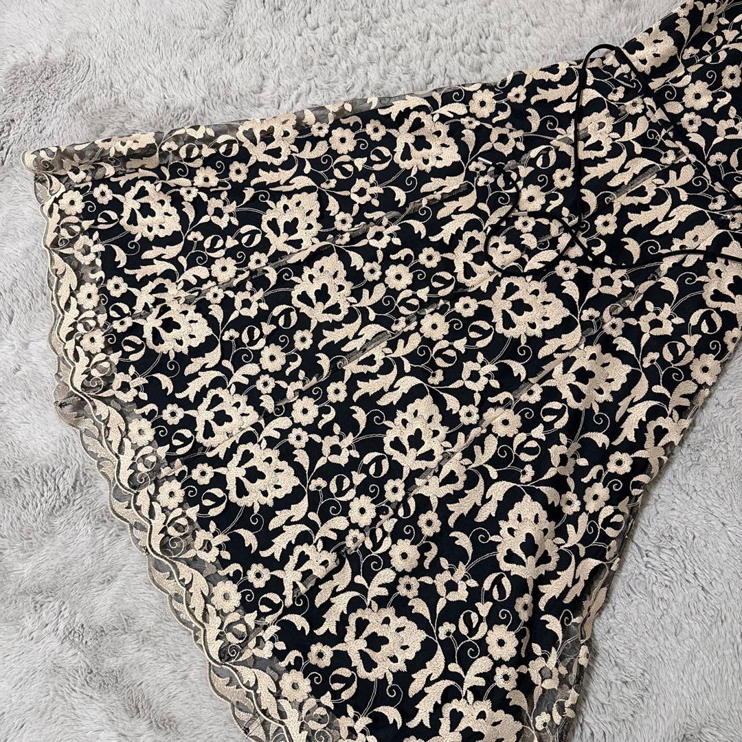 ANAYI フラワー刺繍 ノースリーブ ロングワンピース