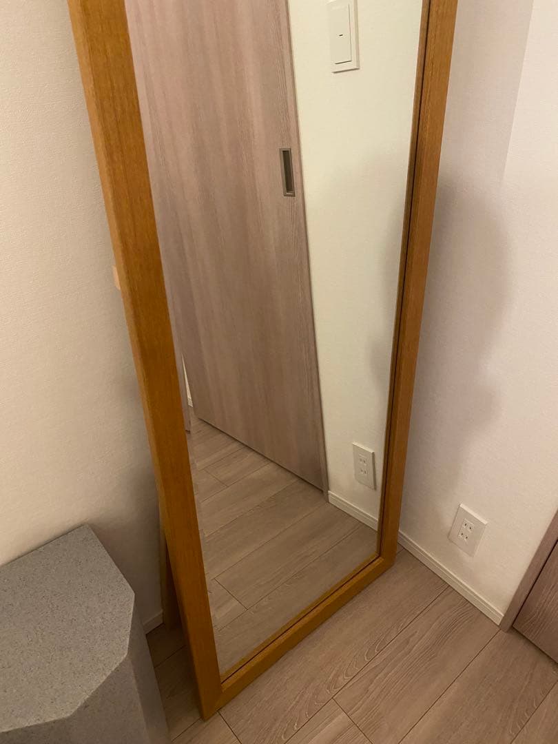 ナチュラルウッド 縦長スタンドミラー