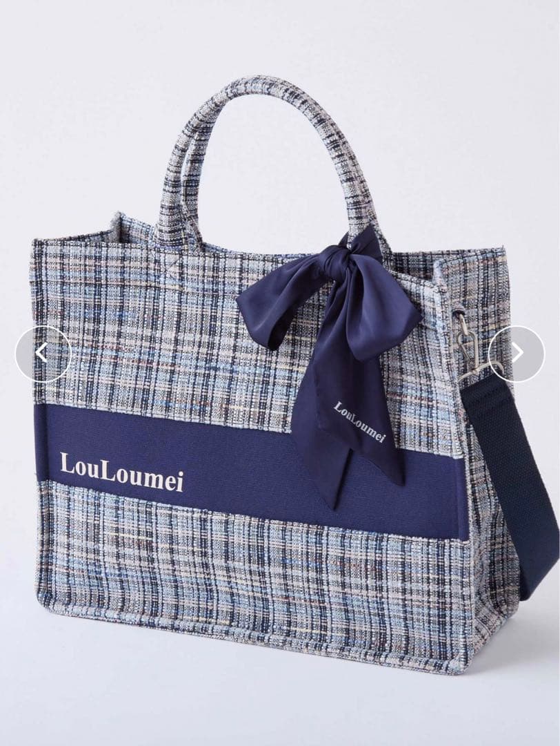 NICE CLAUP LouLoumei チェック柄ツイードトートバッグ