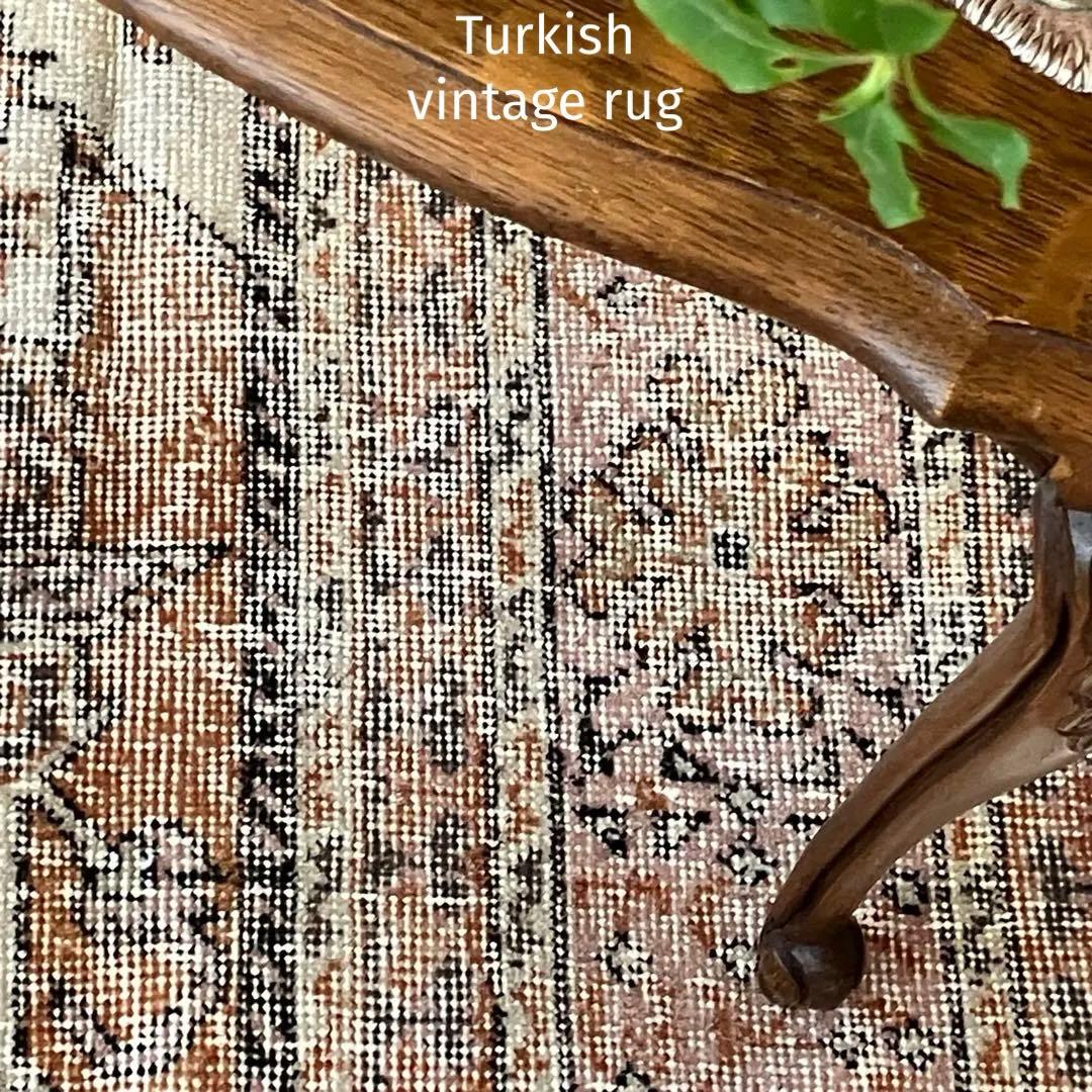 超大判157×269品メダリオン　コーラルピンク　ミルク　トルコヴィンテージラグ