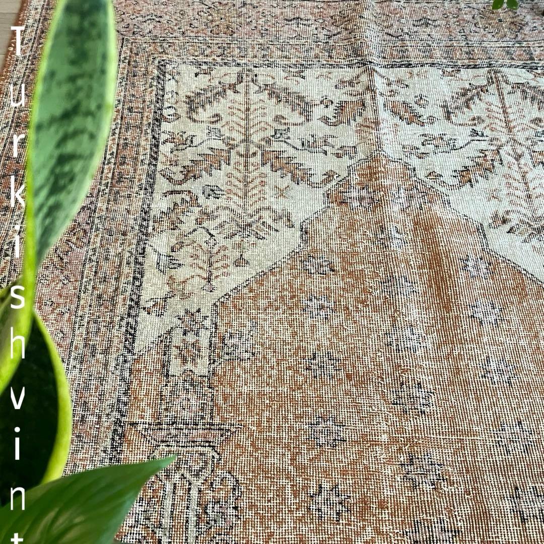 超大判157×269品メダリオン　コーラルピンク　ミルク　トルコヴィンテージラグ