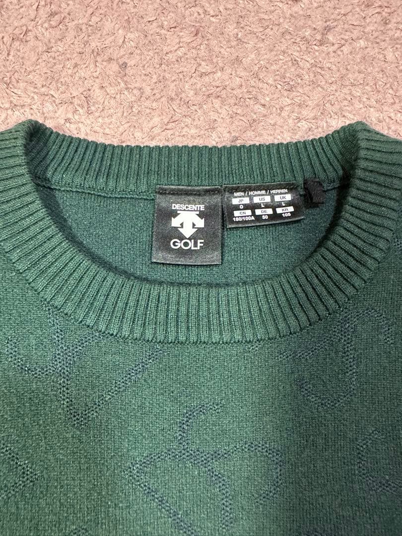 デサントゴルフ　クルーネックジャカードセーター　サイズo グリーン