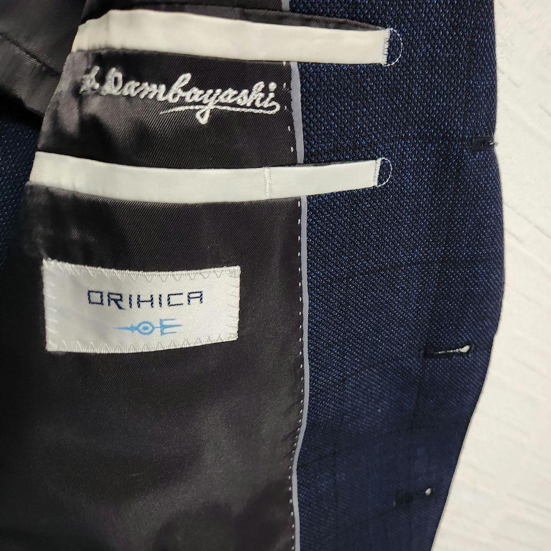 オリヒカ　メンズスーツ　スリーピース　セットアップ　濃紺ブルー　チェック