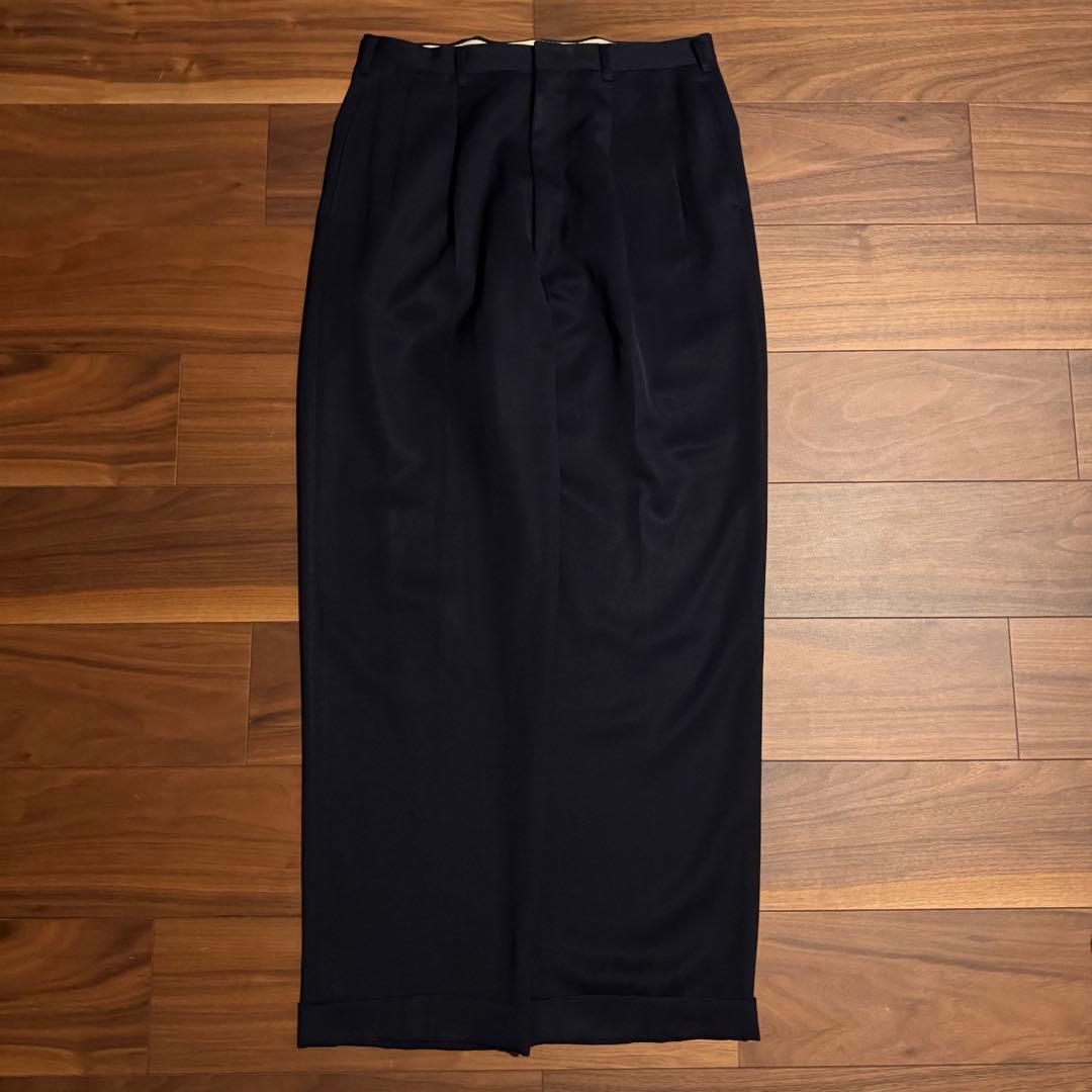 50s レーヨンギャバジンスラックス　レーヨンウール　紺