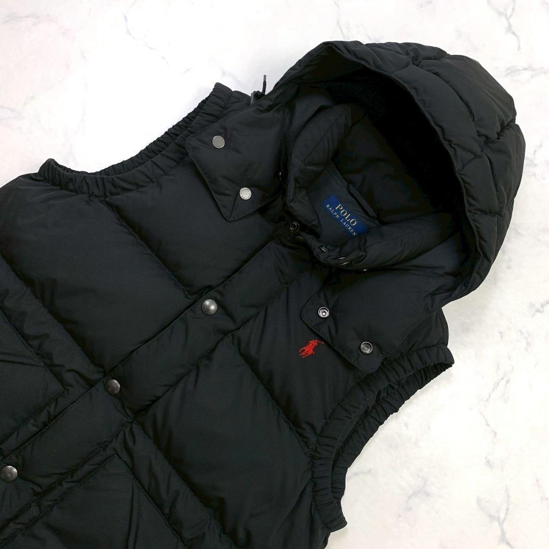 ポロラルフローレン ダウンベスト 2way ポニー刺繍 ブラック S　D956