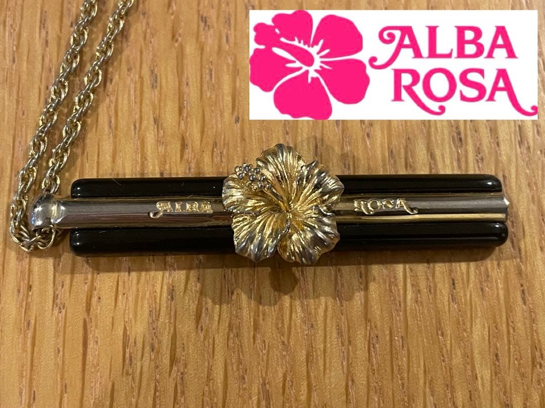 ALBAROSA ロゴネックレス(ブラックxゴールド)