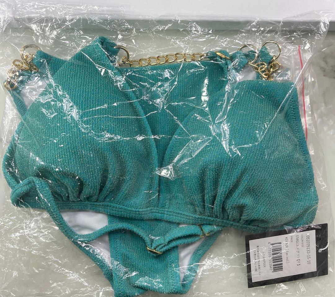 Alency グリッターチェーンビキニ　Emerald green アレンシー
