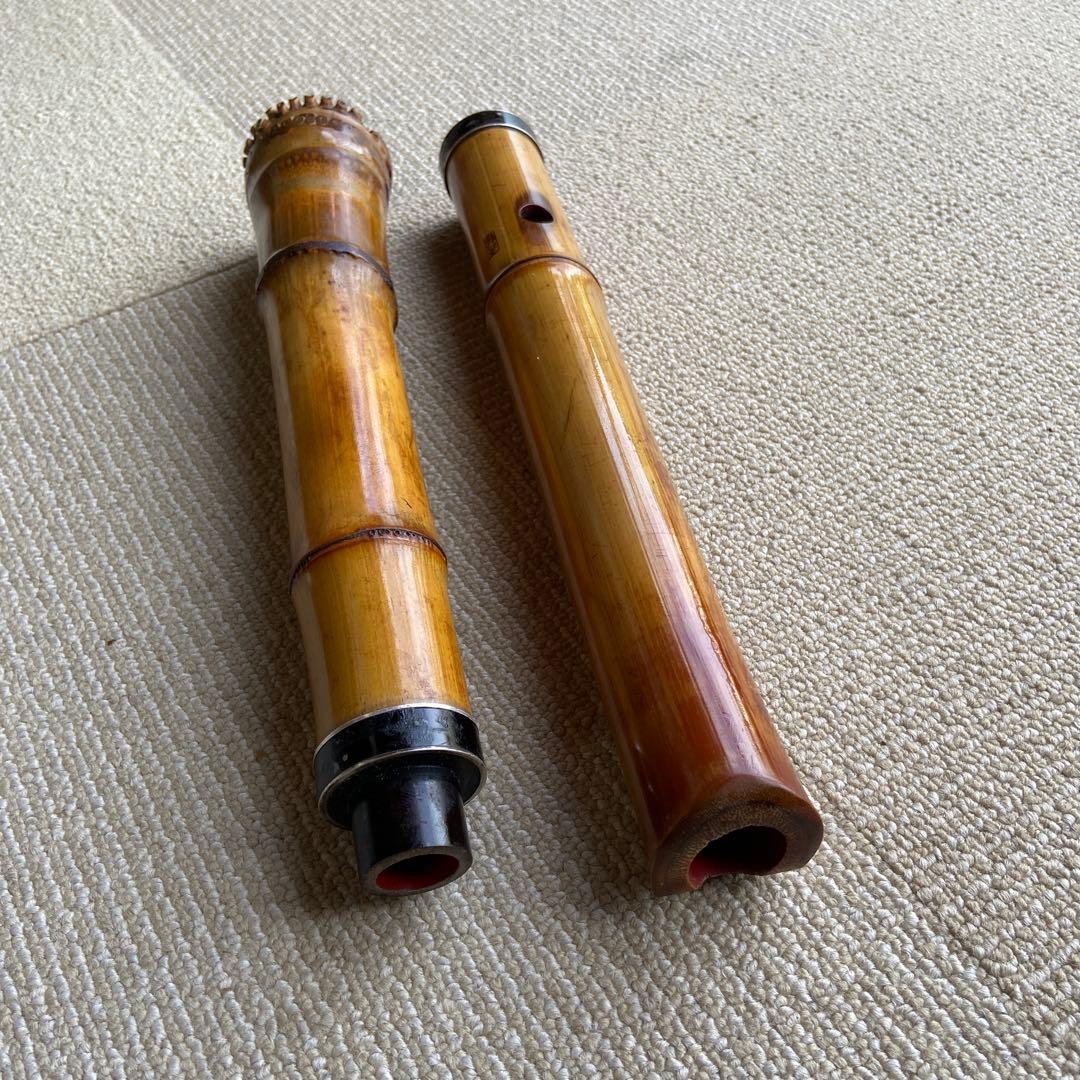 236尺八本体 一尺八寸管　忠輔銘　竹製 5穴