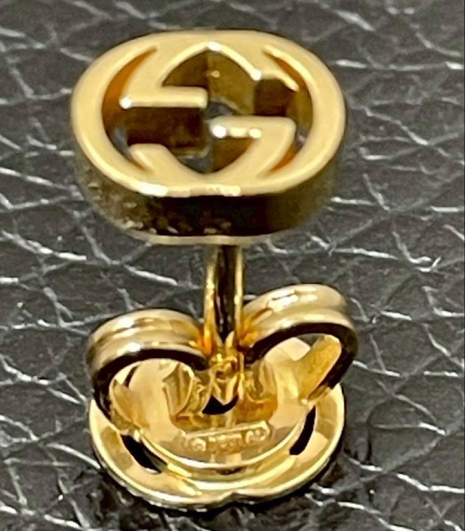 GUCCI 片耳インターロッキング18kygk18ygスタッズピアス月末まで