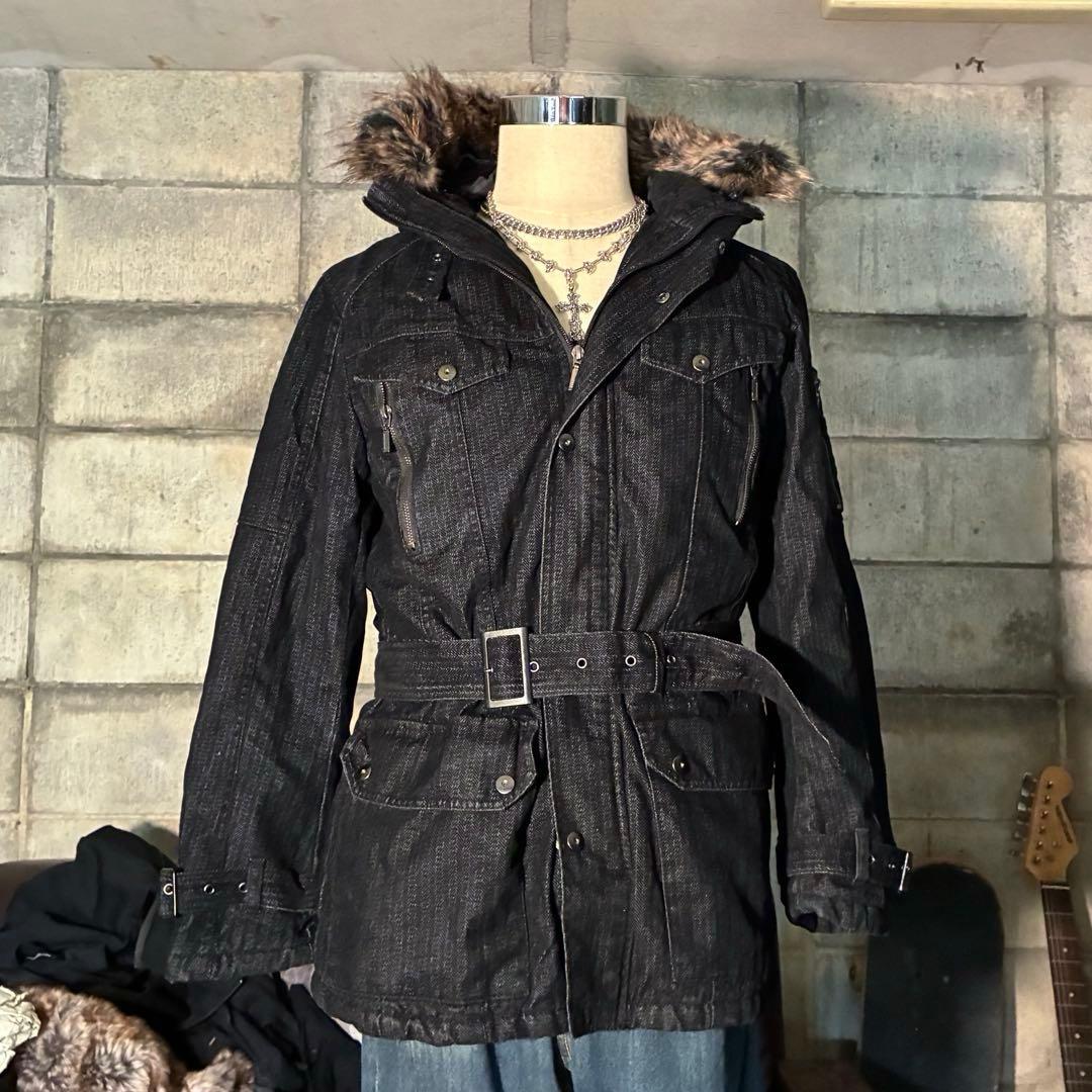 ダークコア　グランジ　ファー付き　モッズコート　平成　お兄系　ギミック　中綿